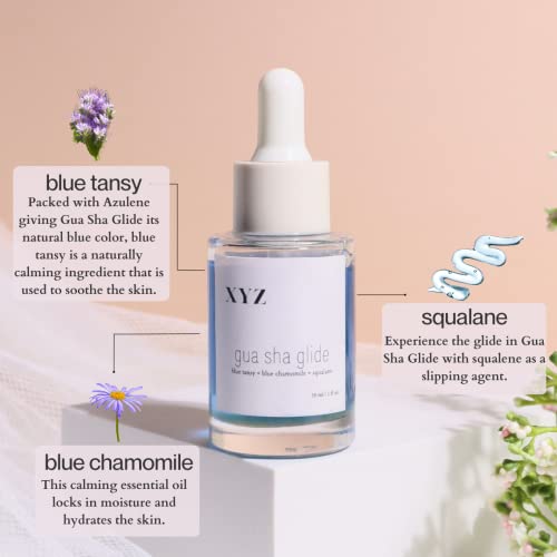 Gua Sha Glide Face Oil   Hydrating and Soothing With Azulene Blue Tansy  Blue Chamomile   Squalene   Moisturizer  Face Oil and Soothing Agent for All Skin Types   1 fl oz  30ml 