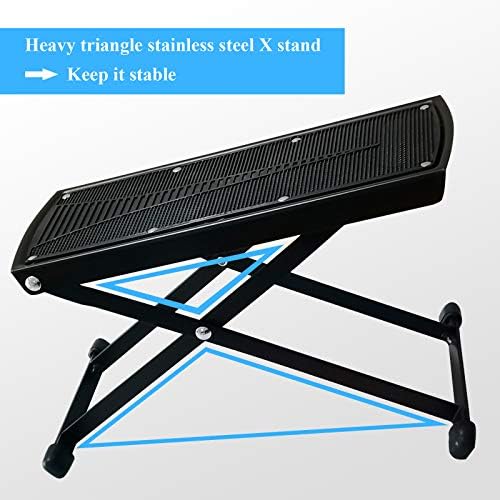 Guitar Foot Rest Stool Height Adjustable Footstool Excellent Stability with Rubber End Caps and Non Slip Rubber Pad for Classical Guitar