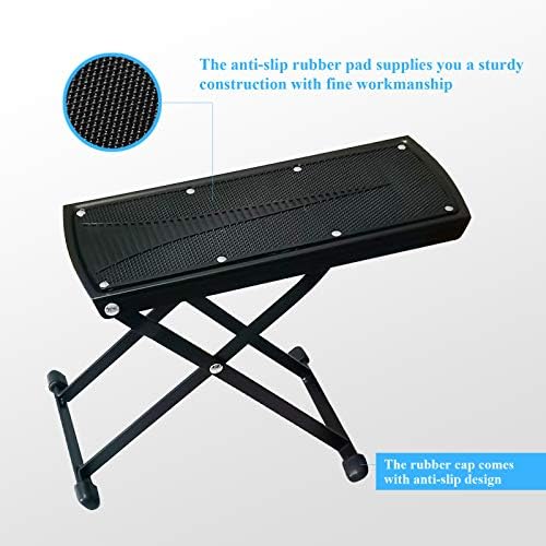 Guitar Foot Rest Stool Height Adjustable Footstool Excellent Stability with Rubber End Caps and Non Slip Rubber Pad for Classical Guitar