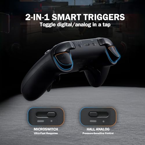 GuliKit TT MAX Bluetooth Controller For Switch 2/PC/Android/iOS - Ultra Fast Wireless Gamepad with Tension Adjustable TMR Joysticks,Micro/Hall Triggers,4 Rear Paddles,Switch 1/2 Wake-Up