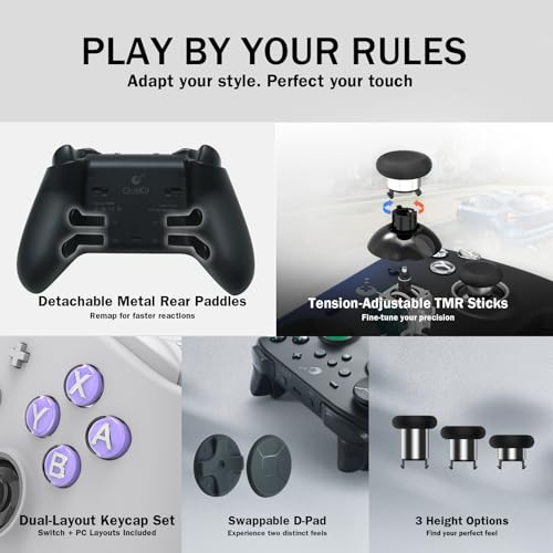 GuliKit TT MAX Bluetooth Controller For Switch 2/PC/Android/iOS - Ultra Fast Wireless Gamepad with Tension Adjustable TMR Joysticks,Micro/Hall Triggers,4 Rear Paddles,Switch 1/2 Wake-Up