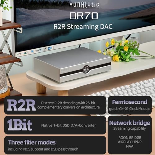 Gustard Audalytic DR70 R2R DAC   Native 1 Bit DSD DSD512 PCM768kHz   USB  Optical  Coaxial x2  LAN Input   Fully Discrete Balanced Digital Analog Converter   Home Audio Network Streaming  Black 