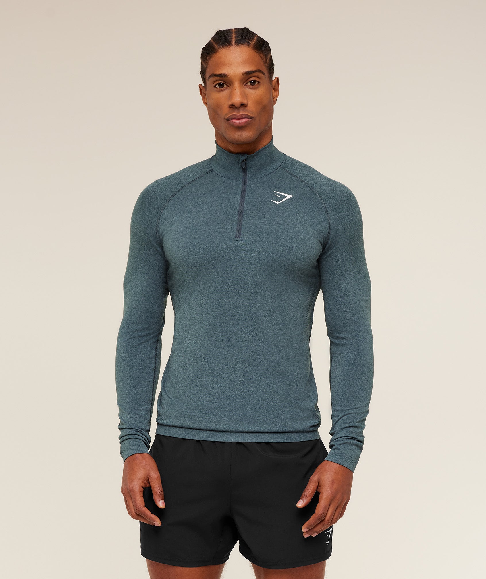 Talla M - Gymshark Vital 1/4 Zip - Iron Blue / Stealth Blue