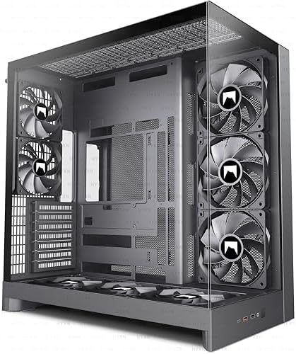 H2  2026  HYXN ATX PC Case  Pre Installed 8 No ARGB Fans  6X140mm 2X120mm   Large Dual Chamber ATX Mid Tower Airflow Computer Case  Gaming PC Case  420mm Radiator Support  Type C 3 2  Black 