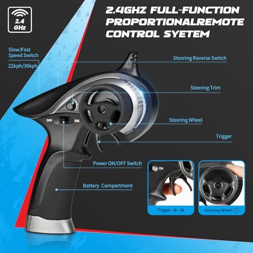 HAIBOXING 1 18 Scale All Terrain RC Car 18859  36 KPH High Speed 4WD Electric Vehicle with 2 4 GHz Remote Control  4X4 Waterproof Off Road Truck with Two Rechargeable Batteries