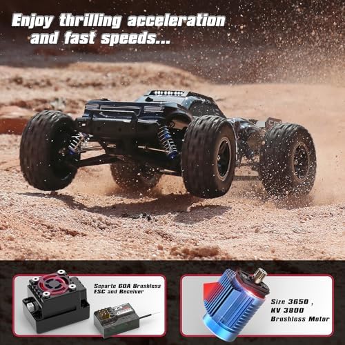 HAIBOXING 2997A Brushless RC Cars 1/12 Scale 4WD Remote Control Truck with Independent ESC  Fast RC Cars 45 MPH Max Speed RTR Off Road RC Car for Adults  Boys  3S Batteries Applicable  not Included
