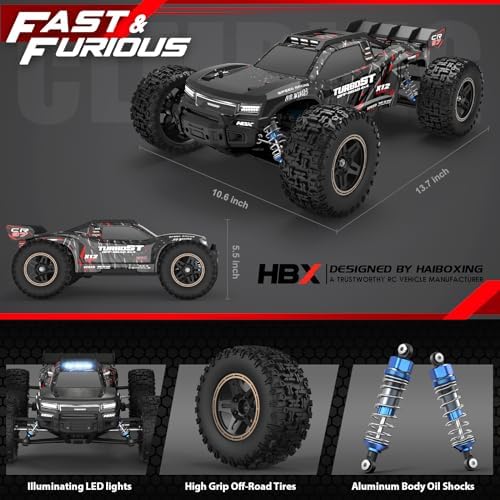 HAIBOXING 2997A Brushless RC Cars 1/12 Scale 4WD Remote Control Truck with Independent ESC  Fast RC Cars 45 MPH Max Speed RTR Off Road RC Car for Adults  Boys  3S Batteries Applicable  not Included