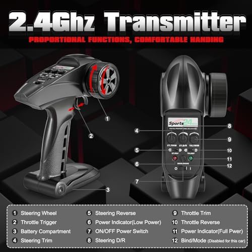 HAIBOXING 2997A Brushless RC Cars 1/12 Scale 4WD Remote Control Truck with Independent ESC  Fast RC Cars 45 MPH Max Speed RTR Off Road RC Car for Adults  Boys  3S Batteries Applicable  not Included