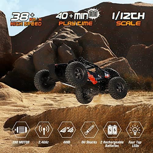 HAIBOXING Remote Control Car 1 12 Scale 4x4 RC Cars Protector 38  KM/H Speed  2 4G All Terrain Off Road Truck Toy Gifts for Boys and Adults Included Two Rechargeable Batteries Provide 40  Min Playtime