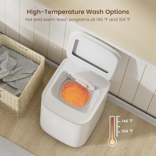 HAVA Portable Washing Machine  0 8 Cu  Ft  Capacity Mini Washer & Spin Dryer  Fully Automatic with 8 Wash Programs  Hot Wash Options & Upward Drainage  Space Saving for Apartments  Dorms  and RVs