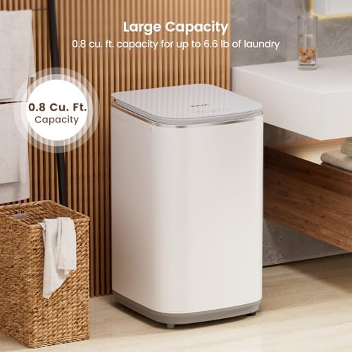 HAVA Portable Washing Machine  0 8 Cu  Ft  Capacity Mini Washer & Spin Dryer  Fully Automatic with 8 Wash Programs  Hot Wash Options & Upward Drainage  Space Saving for Apartments  Dorms  and RVs
