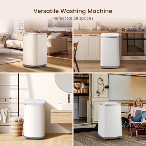 HAVA Portable Washing Machine  0 8 Cu  Ft  Capacity Mini Washer & Spin Dryer  Fully Automatic with 8 Wash Programs  Hot Wash Options & Upward Drainage  Space Saving for Apartments  Dorms  and RVs