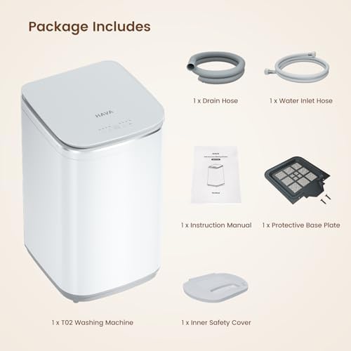 HAVA Portable Washing Machine  0 8 Cu  Ft  Capacity Mini Washer & Spin Dryer  Fully Automatic with 8 Wash Programs  Hot Wash Options & Upward Drainage  Space Saving for Apartments  Dorms  and RVs