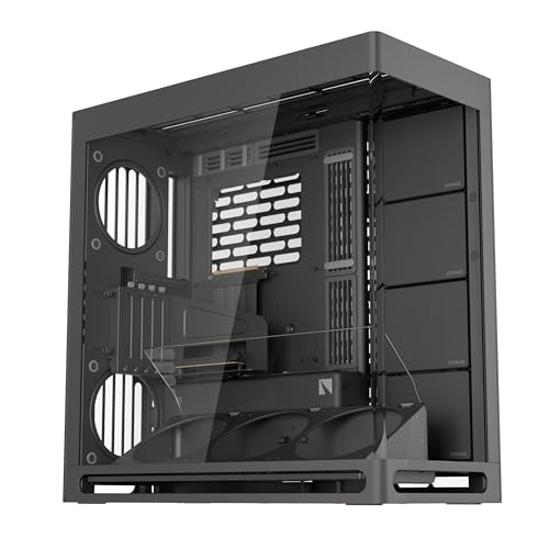 HAVN HS 420 VGPU Dual Chamber Mid Tower ATX PC Case Black   PCIe 5 0 Vertical GPU Kit  11x 140mm Fan Slots & 2X 420mm Radiator Support  SimpliCable Cable Management  Tempered Glass  PWM Fan Hub