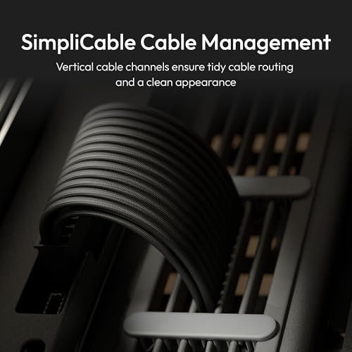 HAVN HS 420 VGPU Dual Chamber Mid Tower ATX PC Case Black   PCIe 5 0 Vertical GPU Kit  11x 140mm Fan Slots & 2X 420mm Radiator Support  SimpliCable Cable Management  Tempered Glass  PWM Fan Hub