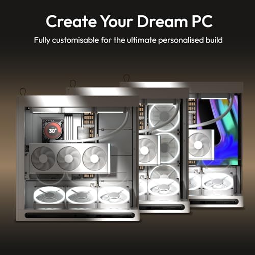 HAVN HS 420 VGPU Dual Chamber Mid Tower ATX PC Case White   PCIe 5 0 Vertical GPU Kit  11x 140mm Fan Slots & 2X 420mm Radiator Support  SimpliCable Cable Management  Tempered Glass  PWM Fan Hub