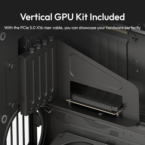 HAVN HS 420 VGPU Dual Chamber Mid Tower ATX PC Case Black   PCIe 5 0 Vertical GPU Kit  11x 140mm Fan Slots & 2X 420mm Radiator Support  SimpliCable Cable Management  Tempered Glass  PWM Fan Hub