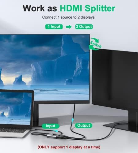 HDMI Switch 4k 60hz Splitter  GANA Aluminum Bidirectional HDMI Switcher 2 in 1 Out  Manual HDMI Hub Supports HD Compatible with Xbox PS5/4/3 Blu Ray Player Fire Stick Roku