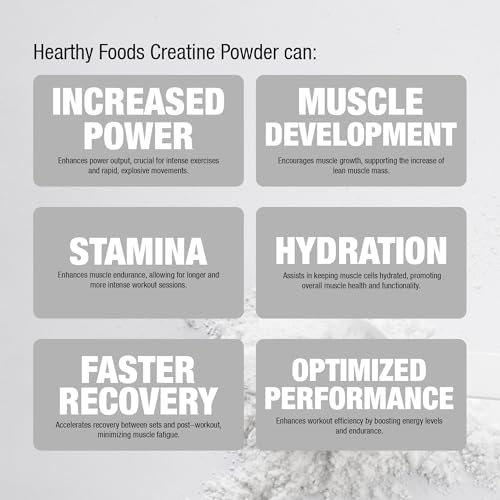 HEARTHY FOODS Creatine Monohydrate Micronized Powder 500G   100 Servings  5000mg Per Serving  5g    17 64 Oz for Men & Women Muscle Growth & Recovery   UNFLAVORED