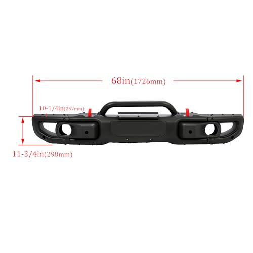 HECASA Front Bumper Compatible with 2007 2018 Jeep Wrangler JK Rubicon W/Sensor Hole and Winch Mount Plate 10th Anniversary Style 3PCs Black