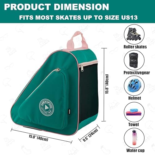 HEXIFUL Skate Bag for Ice  Inline  Roller & Quad Skates   Kids & Adults