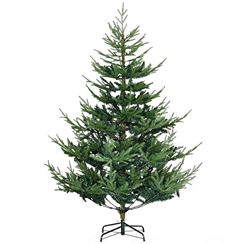 HOMCOM 6 Foot Artificial Christmas Tree  Nordic Pine Hinged Xmas Tree with 795 Realistic Branches  Wide Steel Base  Auto Open  Green