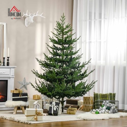HOMCOM 6 Foot Artificial Christmas Tree  Nordic Pine Hinged Xmas Tree with 795 Realistic Branches  Wide Steel Base  Auto Open  Green