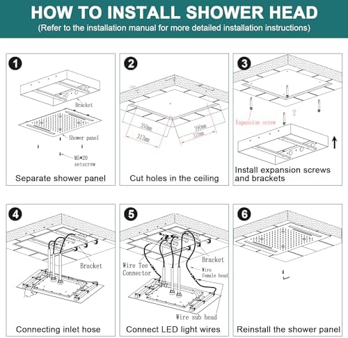 HOMEDEC LED Multi Functions Full Body Shower System with 6pcs Body Jets Spray with Up/Down  Shower Spout  Large 3 In 1 Functions 14x20inch Showerhead  Rainfall Mist Shower Faucet Set Complete  Black