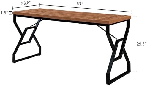 HOMISSUE 63 inch Executive Desk  Large Home Office Desk with Engineered Wood Tabletop and Metal Frame  Rustic Writing Desks with Sturdy Structure  Computer Desks for Home Office  Study Room Brown