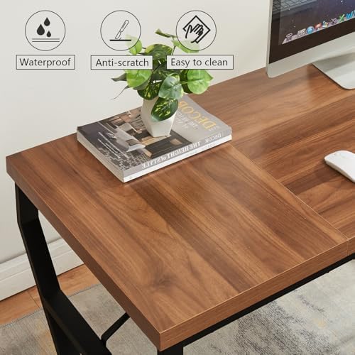 HOMISSUE 63 inch Executive Desk  Large Home Office Desk with Engineered Wood Tabletop and Metal Frame  Rustic Writing Desks with Sturdy Structure  Computer Desks for Home Office  Study Room Brown