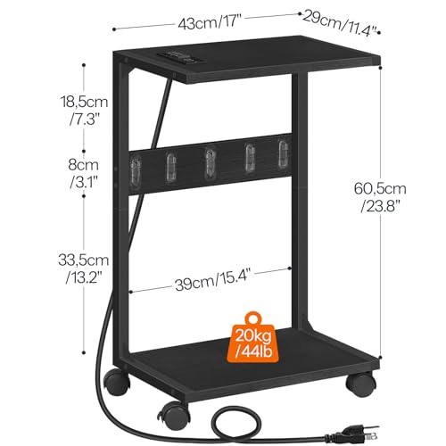 HOOBRO Soporte de torre para computadora, soporte de PC con estación de carga, soporte de CPU de 2 niveles debajo del escritorio con ruedas bloqueables, carrito de piso de PC se adapta a la mayoría de