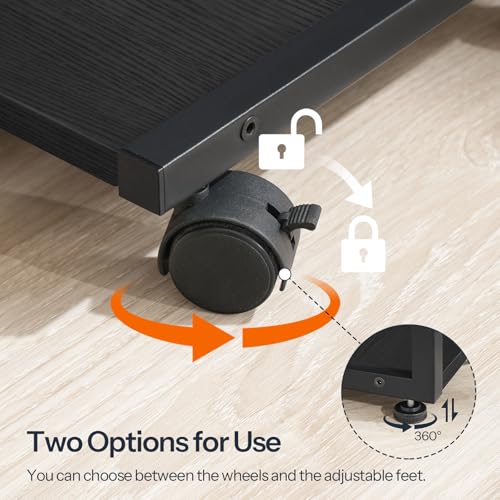 HOOBRO Soporte de torre para computadora, soporte de PC con estación de carga, soporte de CPU de 2 niveles debajo del escritorio con ruedas bloqueables, carrito de piso de PC se adapta a la mayoría de