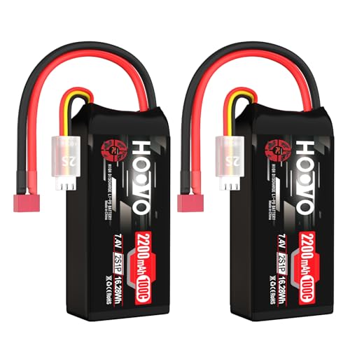 HOOVO 2S Shorty Lipo Battery 2200mAh 100C 7 4V RC Lipo Battery with Deans Connector for FPV Racing Drone RC Airplane Helicopter Quadcopter Car 2 Pack