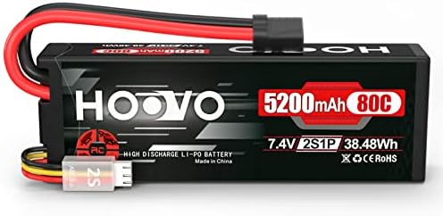 HOOVO 7 4V 80C 5200mAh 2S Lipo Battery with TR Plug Hard Case for RC Car Truck Truggy Buggy Tank RC Airplane Helicopter Boat Car Racing