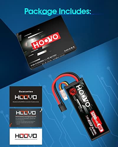HOOVO 7 4V 80C 5200mAh 2S Lipo Battery with TR Plug Hard Case for RC Car Truck Truggy Buggy Tank RC Airplane Helicopter Boat Car Racing
