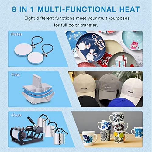 HORGELU Upgraded 5 in 1 Heat Press Machine 15x15 Inch Heat Transfer Machine 360 Degree Swing Away Multifunction Digital Sublimation Combo Heat Press for T Shirt Mug Hat Plate for Commercial Home 110V