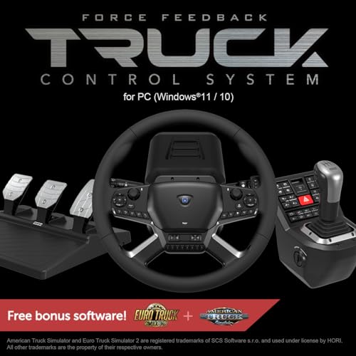 HORI Truck Control System for Windows 11/10 with Force Feedback Steering Wheel  Shifter Control Panel  & Pedals