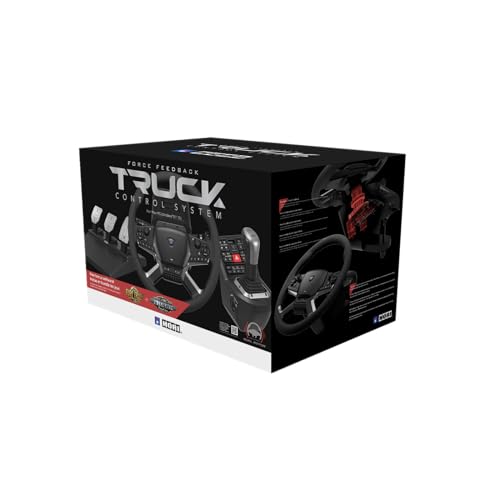 HORI Truck Control System for Windows 11/10 with Force Feedback Steering Wheel  Shifter Control Panel  & Pedals
