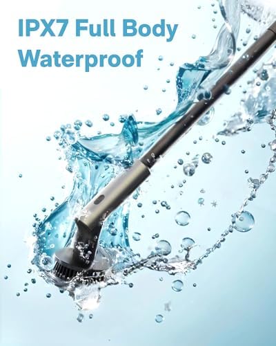 HOTO Cordless Electric Spin Scrubber  IPX7 Full Body Waterproof Bathroom Cleaning Brush  Max 22 in lb  Shower Scrubber Brush with Long Handle  6 Brush Heads  Power Scrubber for Bathroom  Floor  Tile