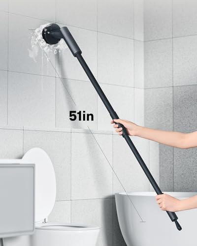 HOTO Cordless Electric Spin Scrubber  IPX7 Full Body Waterproof Bathroom Cleaning Brush  Max 22 in lb  Shower Scrubber Brush with Long Handle  6 Brush Heads  Power Scrubber for Bathroom  Floor  Tile