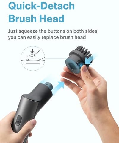 HOTO Cordless Electric Spin Scrubber  IPX7 Full Body Waterproof Bathroom Cleaning Brush  Max 22 in lb  Shower Scrubber Brush with Long Handle  6 Brush Heads  Power Scrubber for Bathroom  Floor  Tile