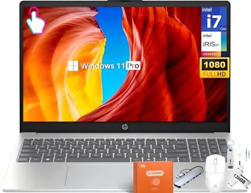 HP 15 6 FHD Touchscreen Business Laptop  Intel 10 Core i7 1355U up to 5 0 GHz   32 GB RAM  1 TB SSD  Intel Iris Xe Graphics  Wi Fi 6  HD Camera  HDMI  Fast Charge  Microsoft Copilot  Windows 11 Pro