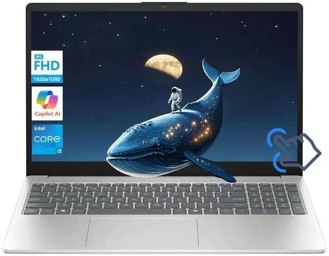 HP 15 6" IPS FHD Touchscreen Business and School Laptop Intel core i5 1334U  Beat i7 1255U  32GB RAM 2TB SSD Intel Iris Xe Graphics HDMI USB C Long battery life AI Copilot Windows 11 Pro Silver