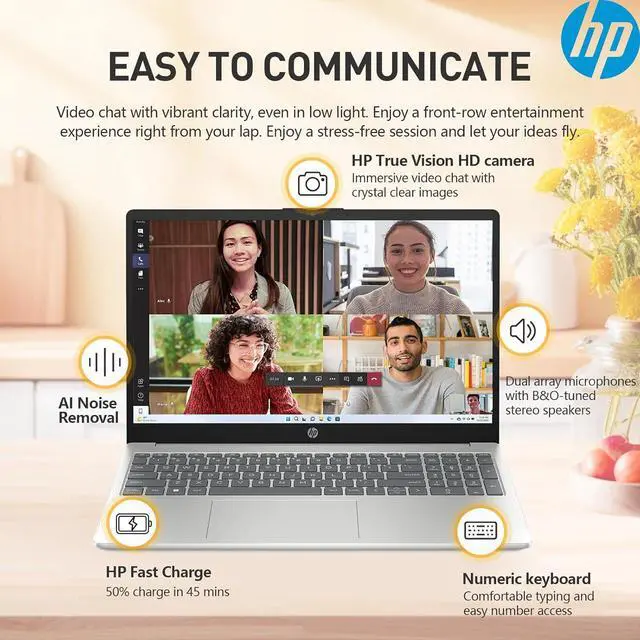 HP 15 6" IPS FHD Touchscreen Business and School Laptop Intel core i5 1334U  Beat i7 1255U  32GB RAM 2TB SSD Intel Iris Xe Graphics HDMI USB C Long battery life AI Copilot Windows 11 Pro Silver