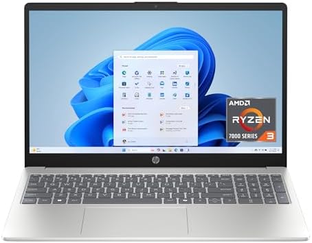 HP 15 6 inch Laptop  HD Touchscreen Display  AMD Ryzen 3 7320U  8 GB RAM  128 GB SSD  AMD Radeon Graphics  Windows 11 Home in S Mode  Natural Silver  15  fc0099nr