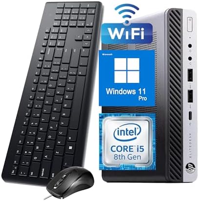 HP EliteDesk 800 G4 Mini Business Desktop Computer  Intel Core i5 8500 PC  8GB DDR4 RAM  256GB NVMe SSD  WiFi  Bluetooth  Keyboard & Mouse  Win11 Pro  Renewed 