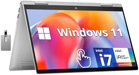 HP Envy x360 2 in 1 14 FHD Touchscreen Laptop  Intel i7 1355U  16GB RAM  1TB SSD  Backlit Keyboard  5MP Camera  Fingerprint Reader  Iris Xe Graphics  Wi Fi 6E  Windows 11  Silver  32GB USB Card