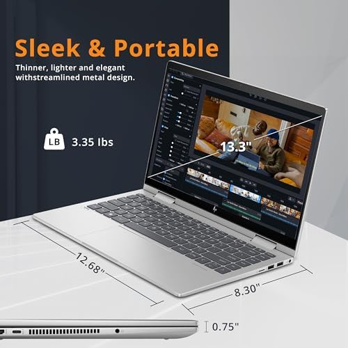 HP Envy x360 2 in 1 14 FHD Touchscreen Laptop  Intel i7 1355U  16GB RAM  1TB SSD  Backlit Keyboard  5MP Camera  Fingerprint Reader  Iris Xe Graphics  Wi Fi 6E  Windows 11  Silver  32GB USB Card
