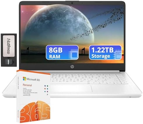 HP Flagship 14 HD Laptop with 1 Year Office 365   16GB RAM   1 22TB Storage 64GB EMMC & 160GB Docking Station Set & 1TB Cloud Storage    Intel Celeron Processor   Webcam   Win 11s   Blue