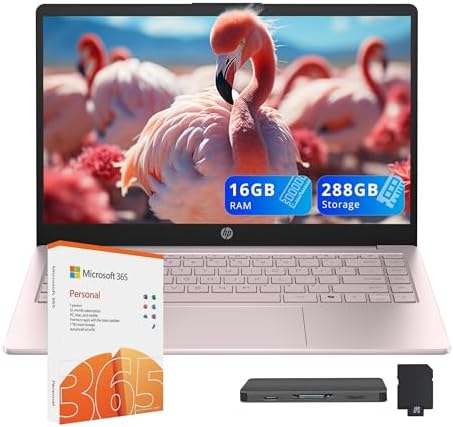 HP Flagship 14 HD Laptop with 1 Year Office 365   16GB RAM   1 22TB Storage 64GB EMMC & 160GB Docking Station Set & 1TB Cloud Storage    Intel Celeron Processor   Webcam   Win 11s   Blue